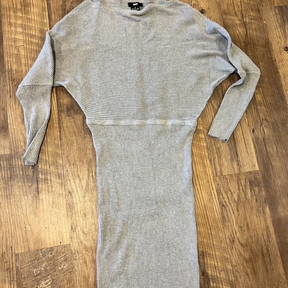 DKNY Light Gray Ribbed Dress